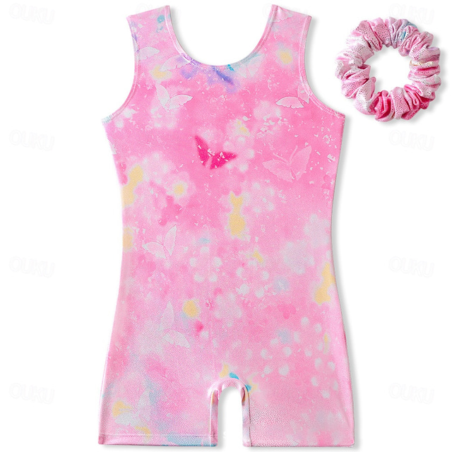  Kids' Dancewear Gymnastics Leotard / Onesie Printing Splicing Girls' Performance Training Sleeveless High Polyester