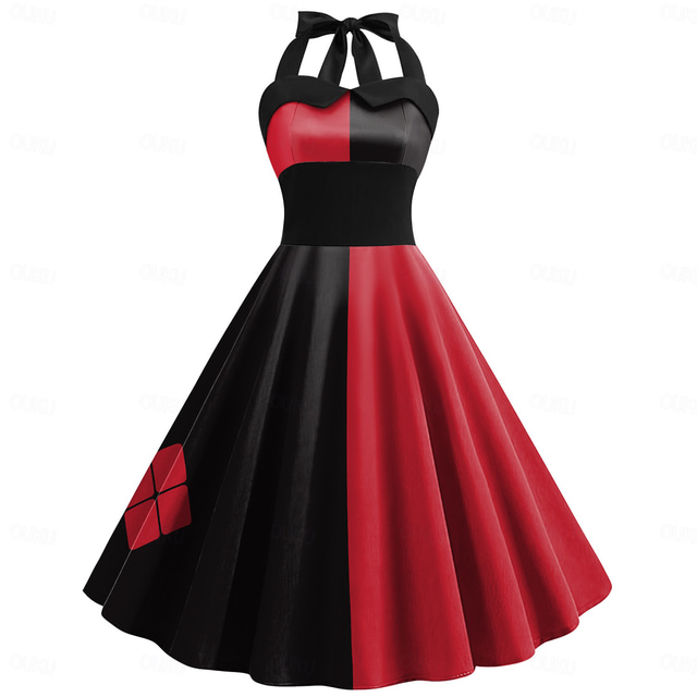  Retro Vintage 1950s Swing Dress Halloween Dress Joker Clown Women's Halloween Party / Evening Dress