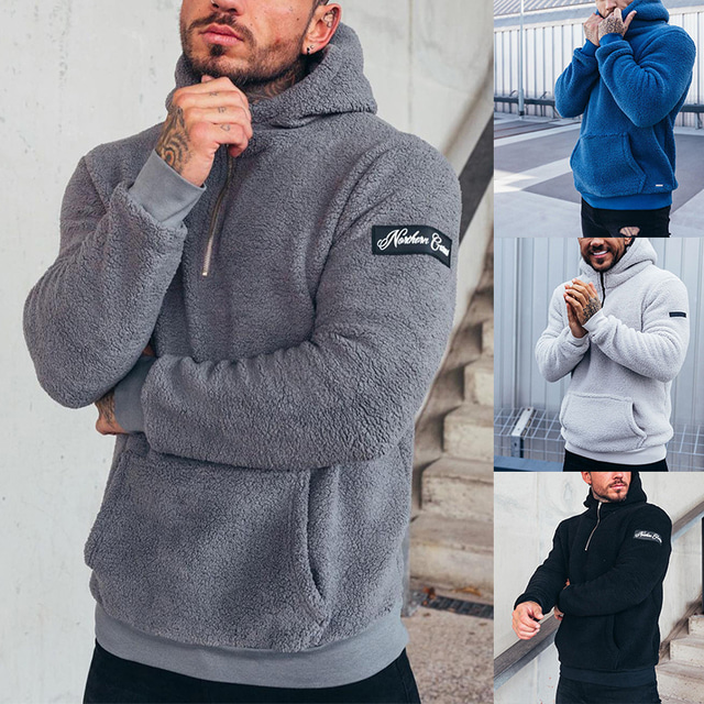  Bărbați Hanorac cu Glugă Negru Alb Albastru piscină Gri Capișon Simplu Sporturi & Exterior Zilnic Sport Designer Casual Toamna iarna Îmbrăcăminte Hanorace hanorace