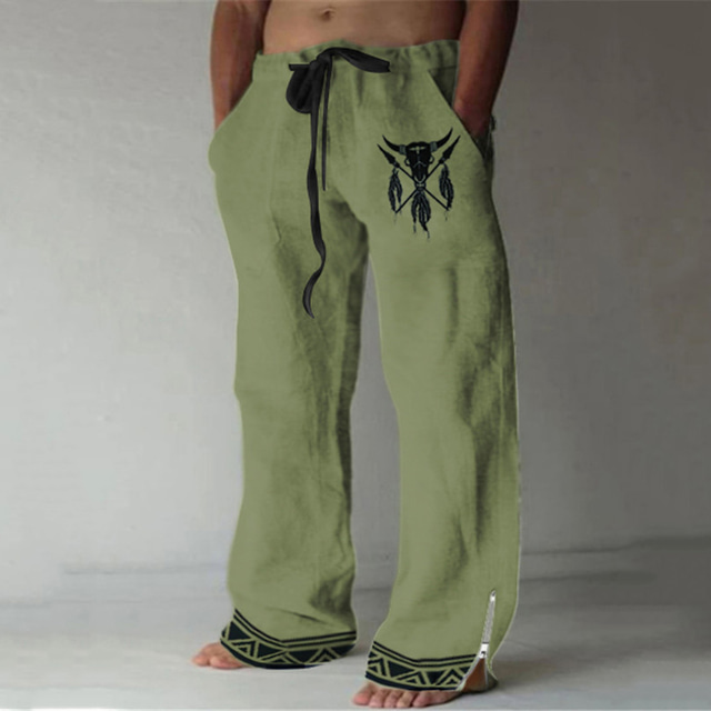  Totem Décontractées Homme Impression 3D Pantalon Extérieur Plein Air Sortie Polyester Noir Blanche Vert S M L Taille médiale Élasticité Pantalon