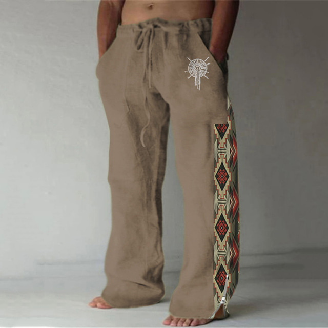  Tribal Casual Hombre Impresión 3D Pantalones Exterior Calle Noche Poliéster Negro Blanco Verde S M L Media cintura Elasticidad Pantalones