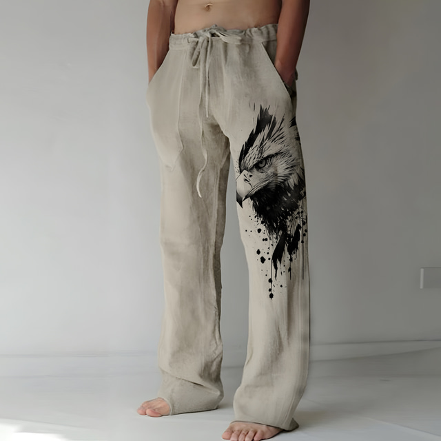  Hombre Pantalones Pantalones de verano Pantalones de playa Correa Cintura elástica Impresión 3D Diseño Geométrico Estampados Comodidad Casual Diario Festivos Estilo Étnico Retro Antiguo Negro Verde