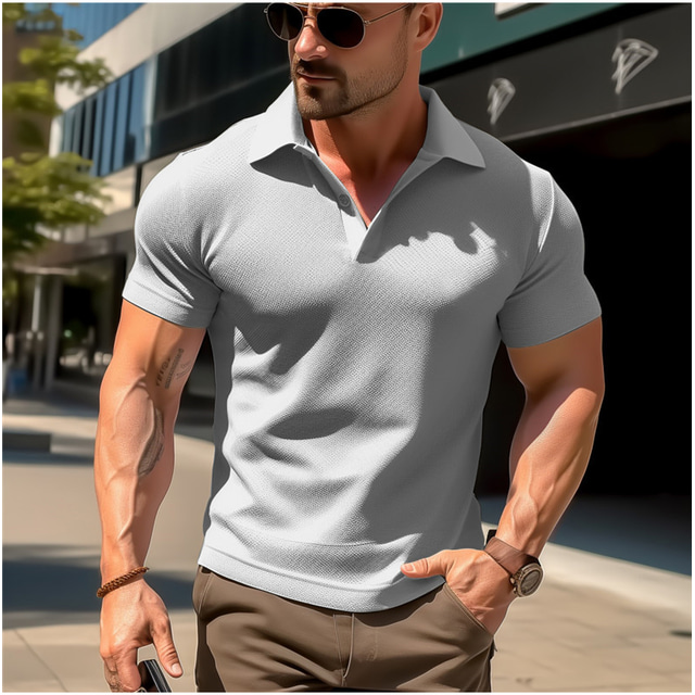  Men's Polo Shirt Golf Shirt Casual Sports Lapel Short Sleeve Fashion Basic Plain Classic Summer Regular Fit Black White Navy Blue Gray Polo Shirt