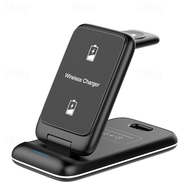  3 in 1 Foldable 15W Fast Wireless Charger Stand For iPhone 14 13 12 Pro Max Apple Watch Airpods Pro Wireless Charging Station