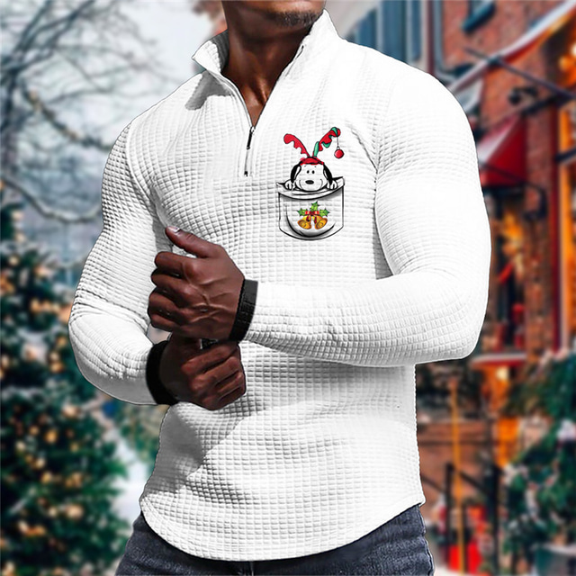 Men's Xmas Polo Christmas Polo Cartoon Casual Men's 3D Print Waffle ...