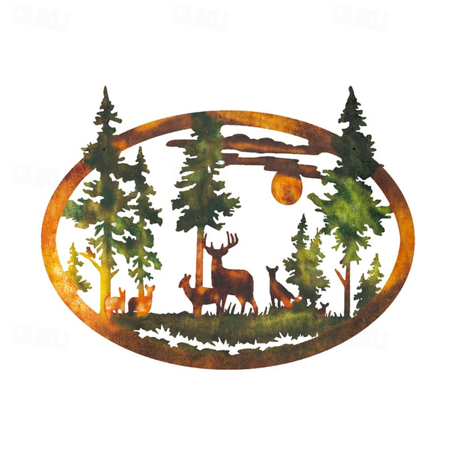  Deer and Bear Metal Wall Decor Metal Wall Ornament Home Bedroom Living Room Window Decoration