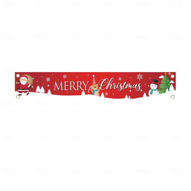  Large Merry Christmas Banner Xmas Decoration Snowman Christmas Tree Hanging Huge Sign Holiday Party Supplies Home Decor For Outdoor, Indoor, Yard, Garden, Porch, Lawn