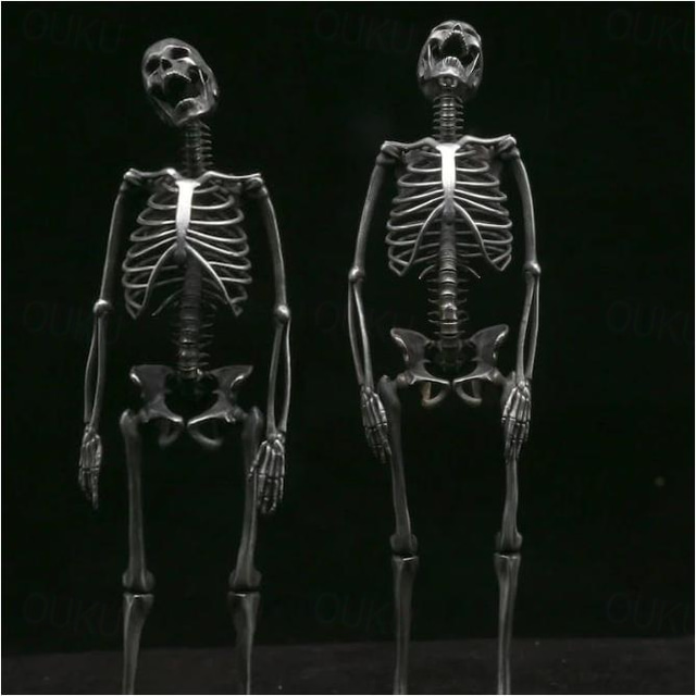  Halloween-Geschenk 14 cm, handgefertigter Ganzkörper-Skelett-Anhänger aus Sterlingsilber – Halloween-Geschenk