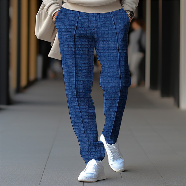  Homens Waffle Calças Esportivas Corredor Calças Calça de moletom de perna reta Com Cordão Cintura elástica Tecido Conforto Respirável Casual Diário Feriado Esportes Moda Preto Branco