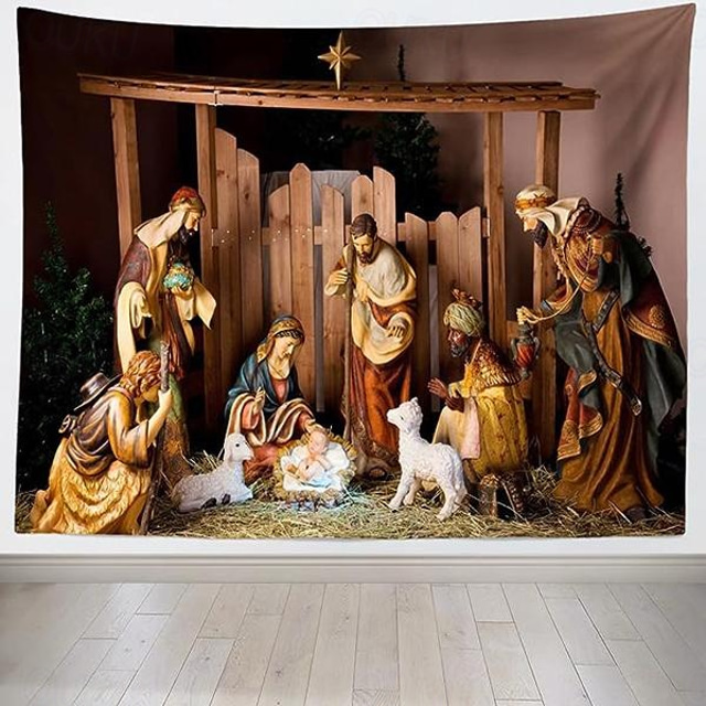  Christmas Decorations Jesus‘being Hanging Tapestry Wall Art Xmas Large Tapestry Mural Decor Photograph Backdrop Blanket Curtain Home Bedroom Living Room Decoration