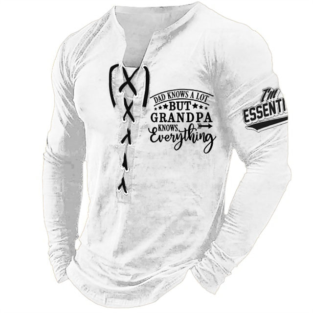  Vatertag Papa Shirts Grafik Opa Mode Alltag Outdoor Herren 3D Druck T-Shirt T-Shirt Casual Urlaub Ausgehen T-Shirt Schwarz Weiß Burgund Langarm Henley Shirt Frühling&Herbst Kleidung Bekleidung