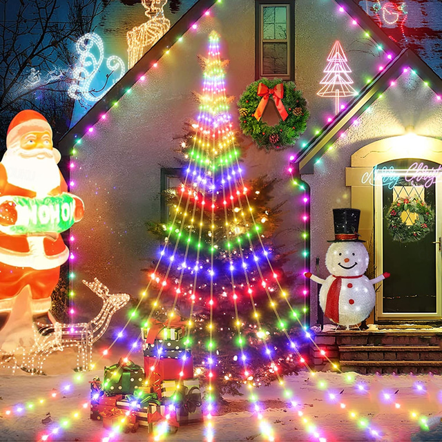  Luci di Fata per Albero Cascata 180 LEDs Luce Cascata per Albero 9 Gocce 78.74inch Garlanda da Esterno Luce USB 8 Modalità Luce per Tenda Ghiaccioli per Decorazioni Festive Luci di Halloween