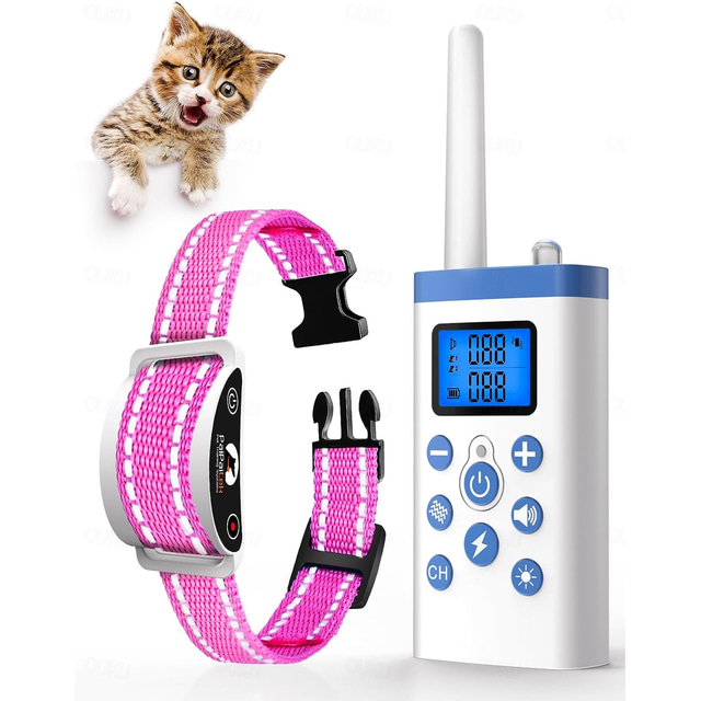  Cat Shock Collar with Remote dog Shock CollarCat Training Collar for Cat Stop Meowing Cat Meow Collar with 2 Modes Remote Training and Auto Anti-Meow Safe and Helpful