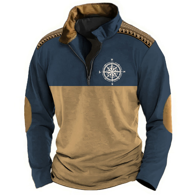  Compass Mens Graphic Hoodie Nautical Sports Casual Vintage Retro 3D Print Sweatshirt Zip Outdoor Holiday Vacation Sweatshirts Black Blue Green Cotton