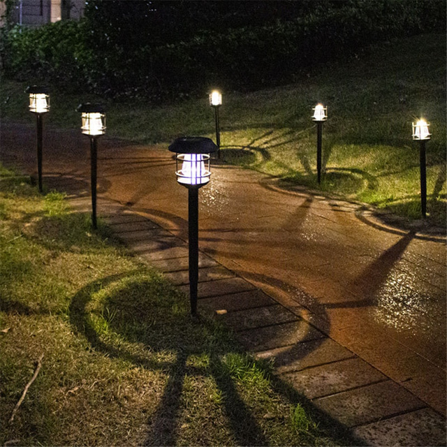  utendørs solenergi sti lys led lyskontroll plenlampe hage dekorative plugg lys vanntette gårdsplass lamper utendørs lys