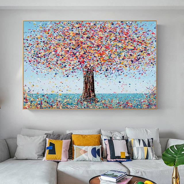  Mintura Handmade Abstract Thick texture Tree Landscap Oil Paintings On Canvas Wall Art Decoration Modern Picture For Home Decor Rolled Frameless Unstretched Painting