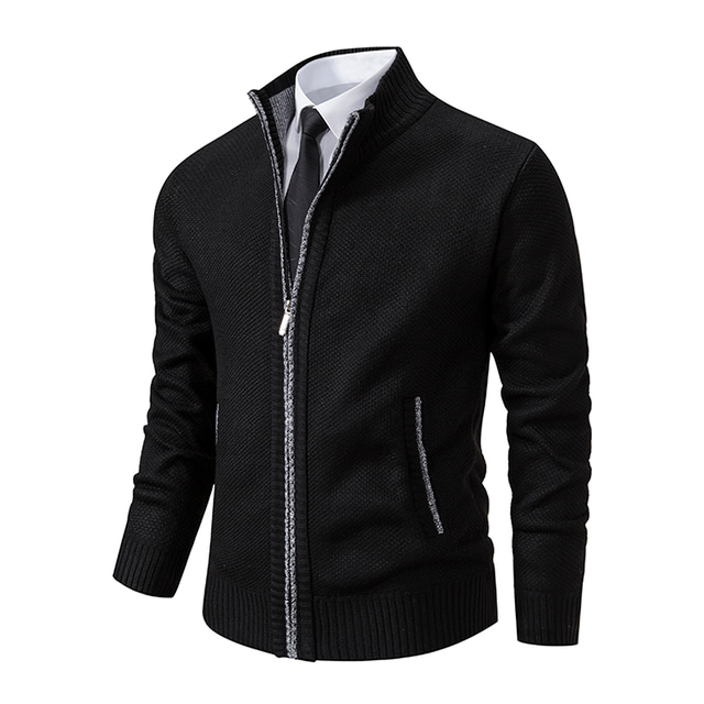  Homme Gilet Cardigan Robe pull Pull Zippé A côtes Tricoter Découpé Tricoté Plein Col Mao Guêtres Moderne contemporain Usage quotidien Sortie Vêtement Tenue Printemps & Automne Noir Bleu S M L