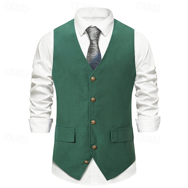  Vintage 1920s Vest Waistcoat The Great Gatsby Gentleman Groomsmen Slim Fit Men's Masquerade Wedding Wedding Guest Party / Evening Adults' Vest