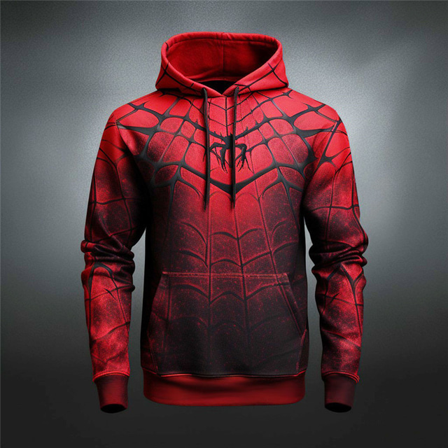  Graphic Arañas Hombre Moda Impresión 3D Sudadera Deporte Festivos Vacaciones Sudaderas Negro Rojo Manga Larga Con Capucha Estampado Bolsillo delantero Primavera & Otoño Diseñador Sudadera con capucha