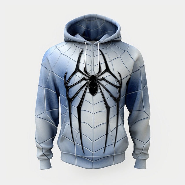  Halloween Spider Hoodie Mens Graphic Spiders Web Fashion Daily Basic 3D Print Pullover Sports Outdoor Holiday Vacation Hoodies Royal Blue Sky Hooded Spider Grey Cotton