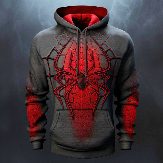  Halloween Spider Hoodie Mens Graphic Spiders Web Fashion Daily Basic 3D Print Pullover Sports Outdoor Holiday Vacation Hoodies Black Red Blue Hooded Front Spider Grey Cotton