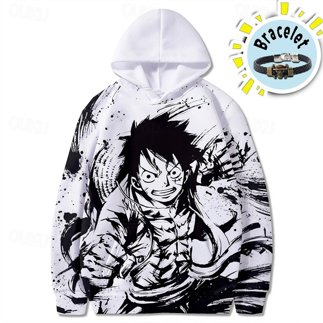  maimuță dintr-o bucată d. hanorac luffy roronoa zoro desene animate manga anime harajuku hanorac grafic kawaii pentru bărbați femei unisex adulți imprimeu 3d 100% poliester cu brățară