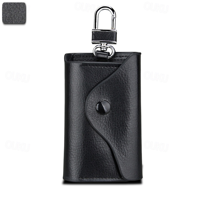  Men's Genuine Leather Key Case - Multi-Functional Wallet with Keychain, Credit Card Holder, Money Clip