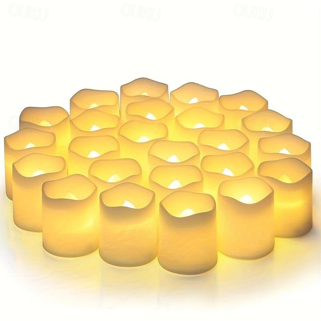  24 stks vlamloze led kaars creatieve wens led theelichtje warm wit vlamloze kaars halloween kerst decor kaarslicht
