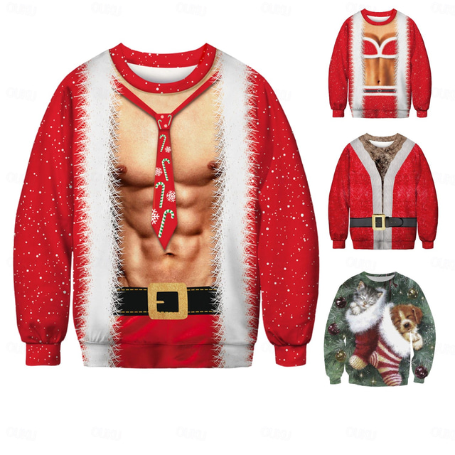  Santa Suit Santa Claus Hoodie Pullover Funny Christmas Sweatshirt 3D Print For Men's Women's Teen Adults' Christmas Carnival Masquerade Party Christmas