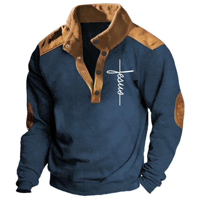  Jesus Hoodie Mens Graphic Prints Faith Daily Casual Vintage Retro 3D Sweatshirt Pullover Vacation Going Out Streetwear Sweatshirts Black Blue Brown Long Green