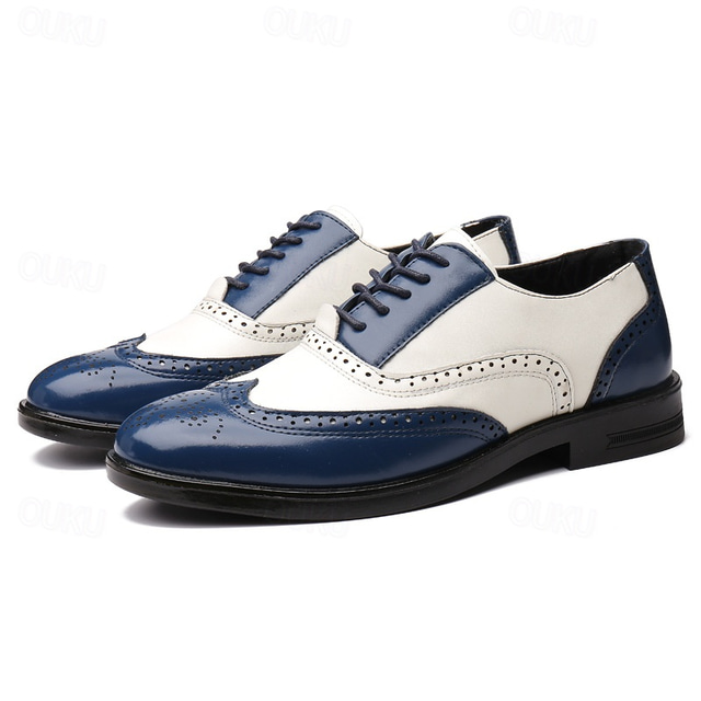  Men’s White and Burgundy Wingtip Oxford Brogue Shoes, Gatsby-Inspired Glossy Leather Spectator Dress Shoes for 1920s Jazz Party, Vintage Wedding, and Themed Formal Events