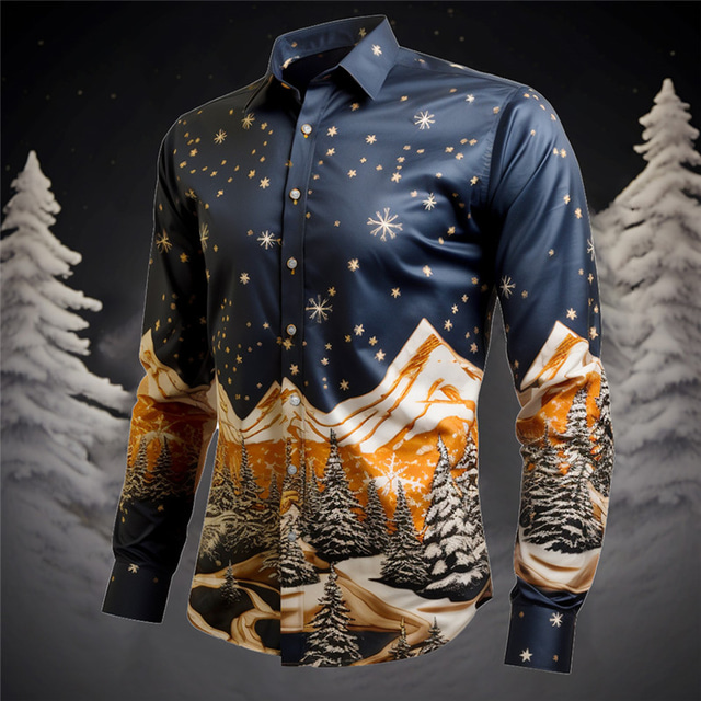  Повседневная мужская рубашка с деревом и горой на открытом воздухе, уличная осень& Зимняя отложная рубашка с длинными рукавами, черная, желтая, темно-синяя, s m l