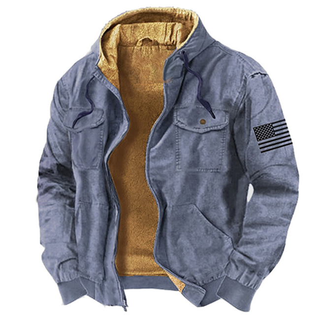  Men's Graphic Prints National Flag Hoodie Hoodies Sweatshirt Zip Hoodie Long Sleeve Hooded Sweatshirt Hooded Daily 3D Print Holiday Vacation Going out Blue Brown Multi Pocket Fleece Winter Designer