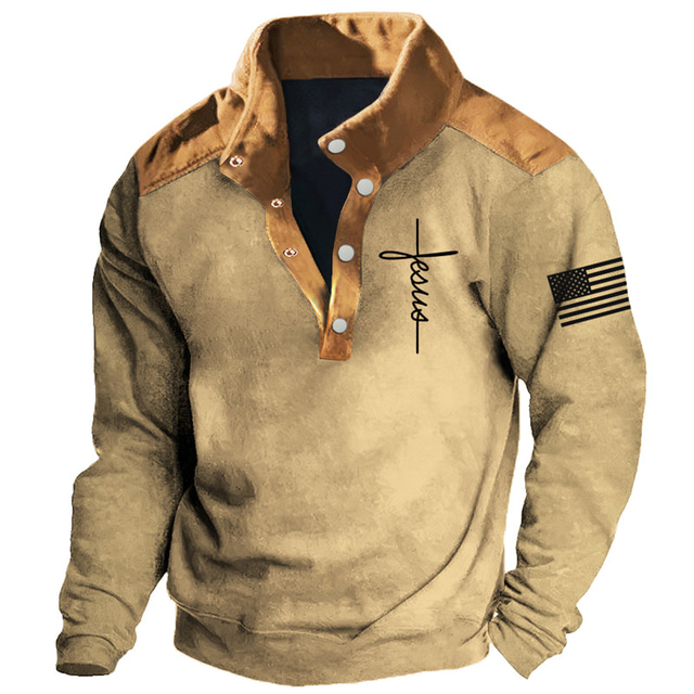  Cross Jesus Men's Comfort Color Sweatshirts Daily 3D Print Sweatshirt Sports Outdoor Holiday