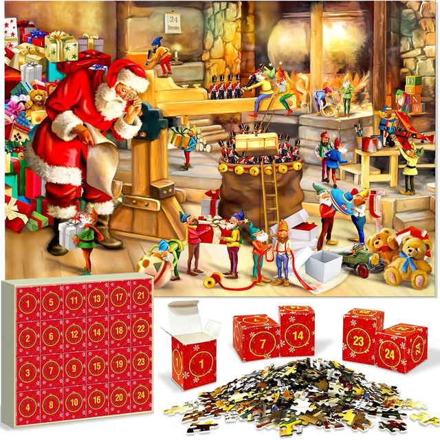  Jigsaw Puzzle Advent Calendar 2024-1008 Pieces Jigsaw Puzzle for Adult Kids,24 Days Countdown Calendar,The Birth of Jesus,Family Game Puzzle,Christmas Gift Idea for Teens