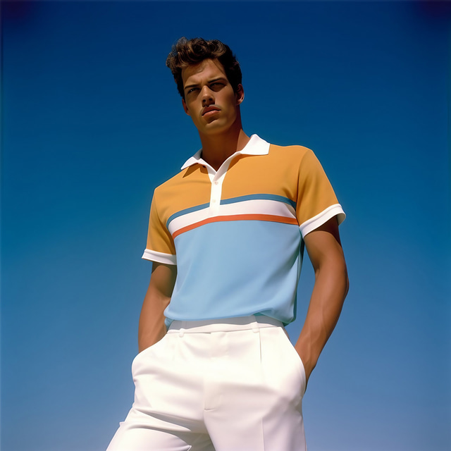  Färgblock Herr Ledigt 3D Mönster Rugby Polo golfpolo Utomhus Dagliga kläder Streetwear Polyester Kortärmad Nedvikt Polotröjor Blå Orange Höst S M L Lapel Polo
