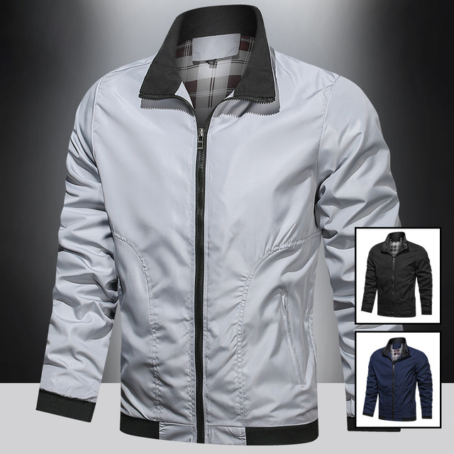  Men's Lightweight Jacket Bomber Jacket Outdoor Daily Wear Warm Fall Winter Plain Fashion Streetwear Lapel Regular Black Dark Blue Grey Jacket