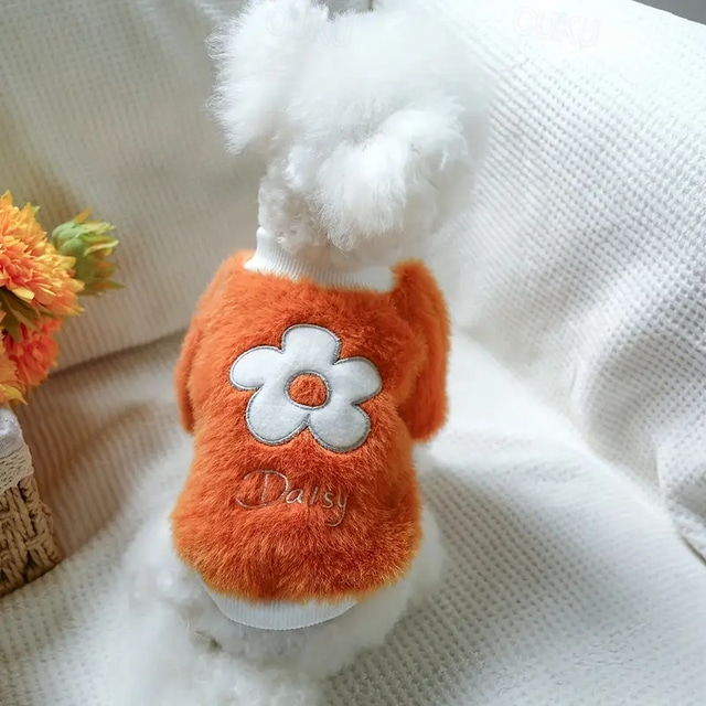  Dog Cat Sweatshirt Cute Floral Winter Warm Breathable Soft Washable Comfortable Christmas Christmas Outdoor Casual Daily Dog Clothing for Bichon Frise Pomeranian Baby Pet Papillon Small