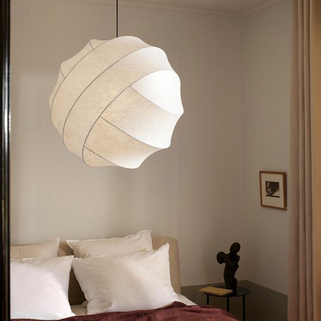  Silk Cocoon Pendant Light Simplicity Wabi-sabi Single Head Lamp for Showroom Creative Tea House Living Room Dining Room LED Hanging Lamp 110-240V