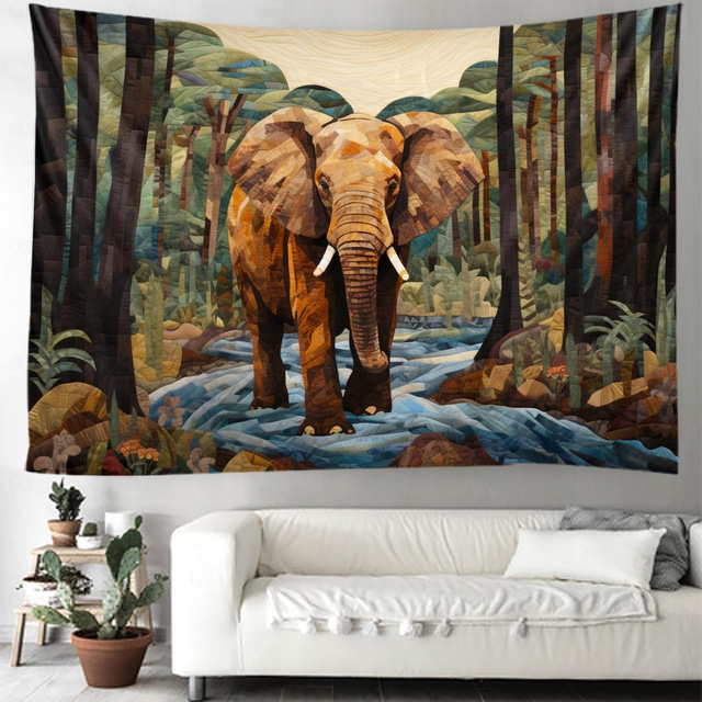  Elephant Painting Hanging Tapestry Wall Art Large Tapestry Mural Decor Photograph Backdrop Blanket Curtain Home Bedroom Living Room Decoration