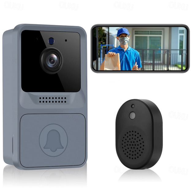  Wireless Doorbell Camera with Ringtone WiFi Video Doorbell - Home Security Camera Doorbell Kit with Free Cloud Storage Photo Capture Rechargeable Battery Two-Way Audio Real Time Alerts Night Visi