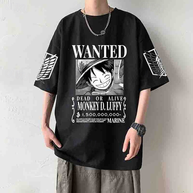  One Piece Apina D.Luffy T-paita Anime Cartoon Anime Harajuku Kuvitettu Kawaii Käyttötarkoitus Pariskuntien Miesten Naisten Aikuisten Takaisin kouluun Kuuma leimaus