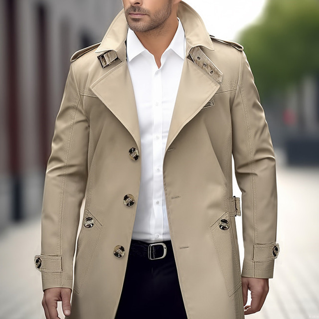 Chic Generisch Trench Coat Pour Homme - Noir - Manteau En Laine à Chic Generisch Trench Coat Pour Homme - Noir - Manteau En Laine à
