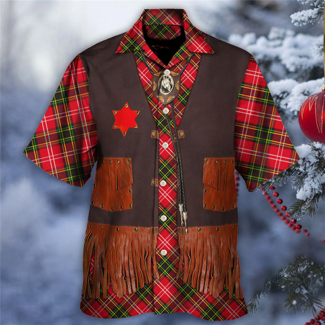  camicia da uomo vintage scozzese in stile western all'aperto da strada autunno couverture camicia a maniche corte bordeaux s m l