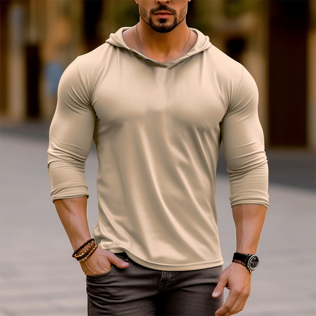  Homme Chemise Henley Shirt T-shirt Chemise à manches longues Plein Capuche Plein Air Vacances manche longue Vêtement Tenue Mode Design basique