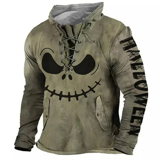  Halloween Jack Skellington Hoodie Mens Graphic Prints Monster Daily Classic Casual 3D Sweatshirt Pullover Holiday Going Out Sweatshirts Blue Brown Green Long Sleeve Grey Cotton