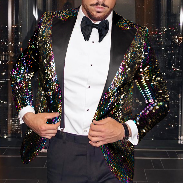 Black Glitter Mens Sequin Suit Jacket Men's Fashion Disco Sequin Blazer  Jacket Pattern Blazer Plus Size