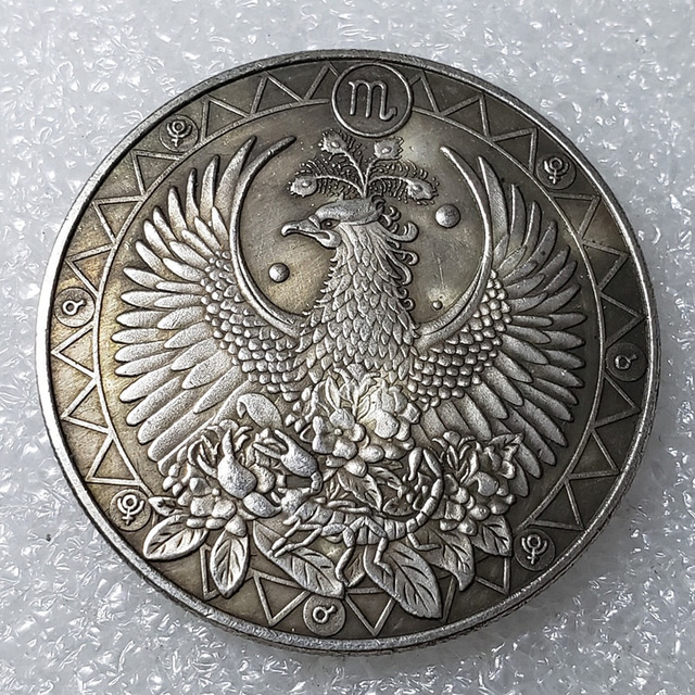  Antique Crafts European and American Twelve Constellations Commemorative Coins Ancient Silver Coins Tarot Wishing Sun God Commemorative Coins Foreign Currency
