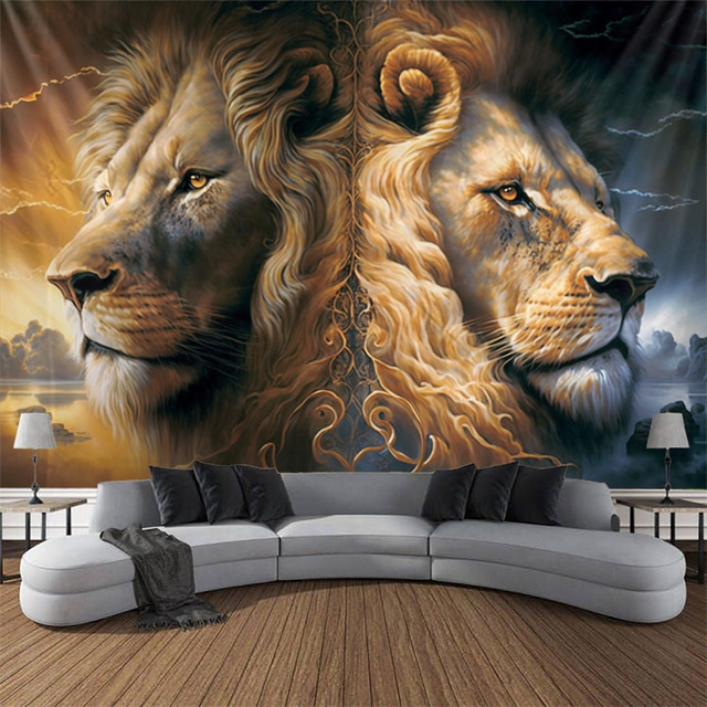  Yinyang Dual Lions Hanging Tapestry Wall Art Large Tapestry Mural Decor Photograph Backdrop Blanket Curtain Home Bedroom Living Room Decoration
