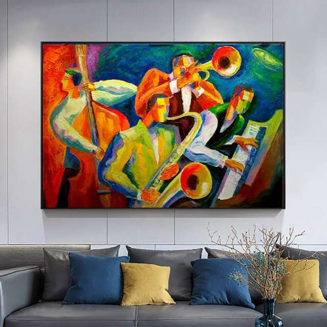  Handmade Oil Painting Canvas Wall Art Decoration Famous Figure Abstract Music Concert for Home Decor Rolled Frameless Unstretched Painting